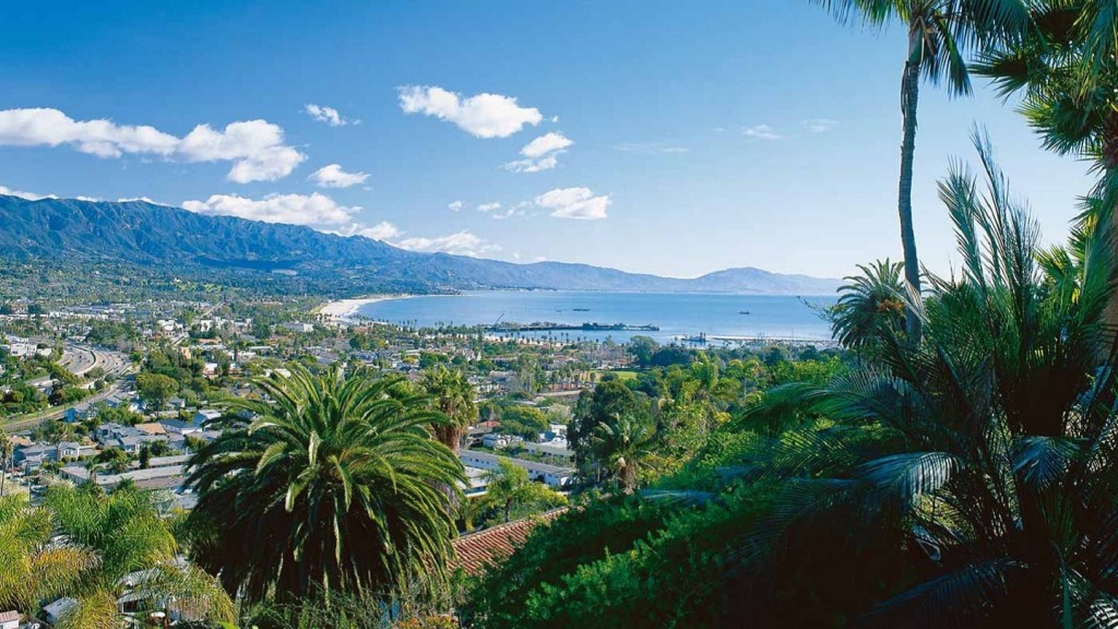 A view of Santa Barbara (coastline from a hilltop)
